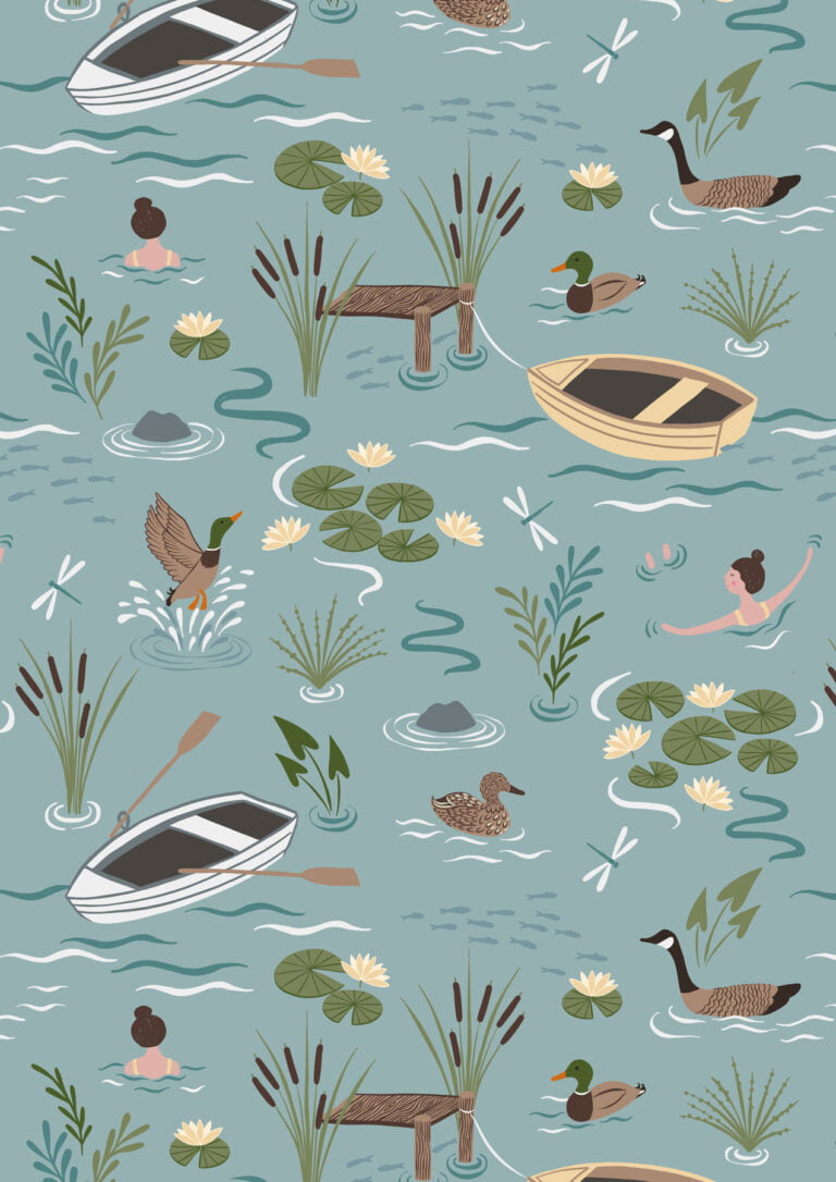 Lewis & Irene - On The Lake - A Dip in the Lake on Duck egg Blue