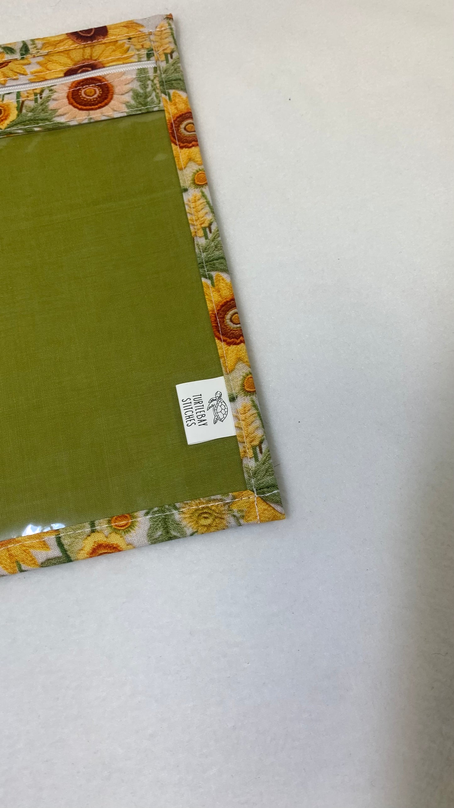 13x10 Vinyl Fronted Project Bag - Faux Embroidery Sunflowers