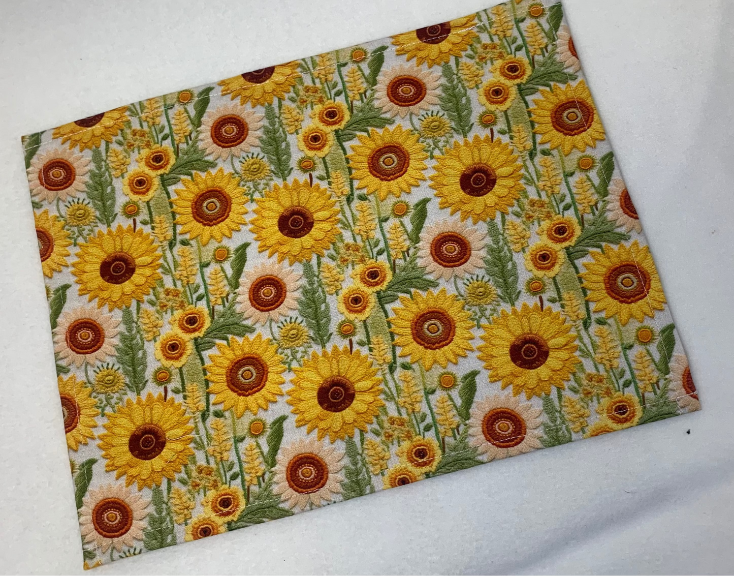 13x10 Vinyl Fronted Project Bag - Faux Embroidery Sunflowers