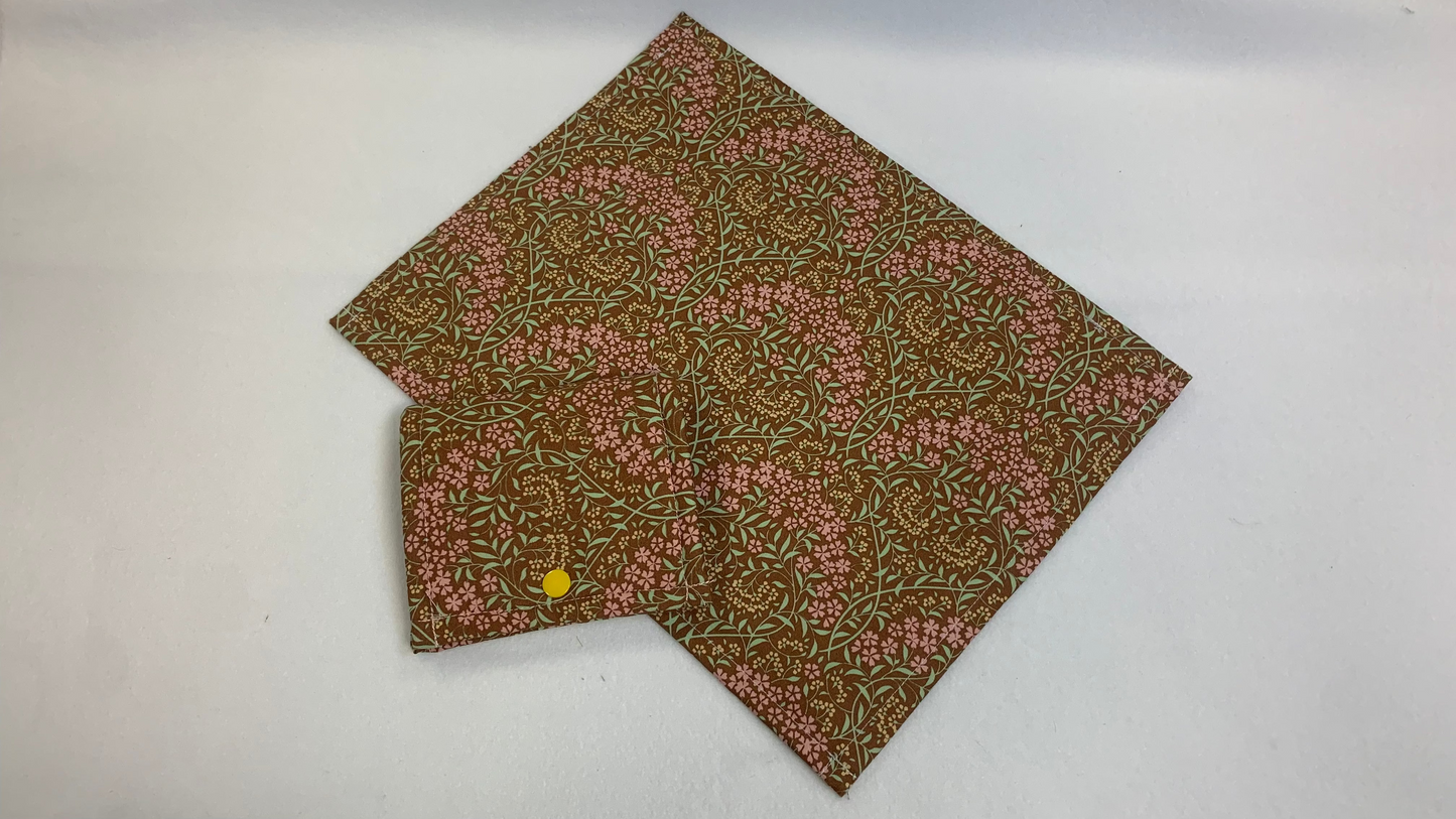 13x10 Vinyl Fronted Project Bag and Needlebook Set - Tilda Sanctuary Floral Dark