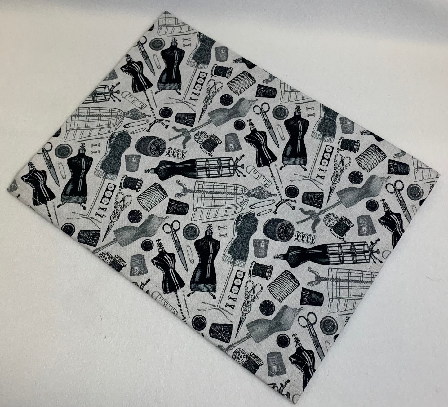 13x10 Vinyl Fronted project Bag - Greyscale Haberdashery