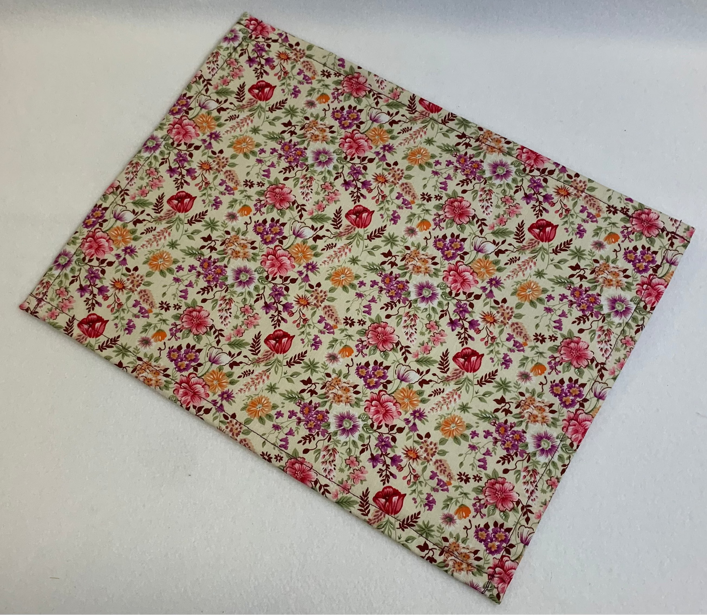 13x10 Vinyl Fronted Project Bag - Pink and Purle Floral with Lace Trim
