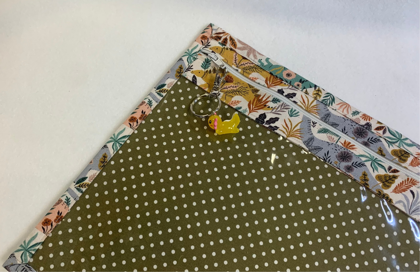 13x10 Vinyl Fronted project Bag - Happy Dinosaurs