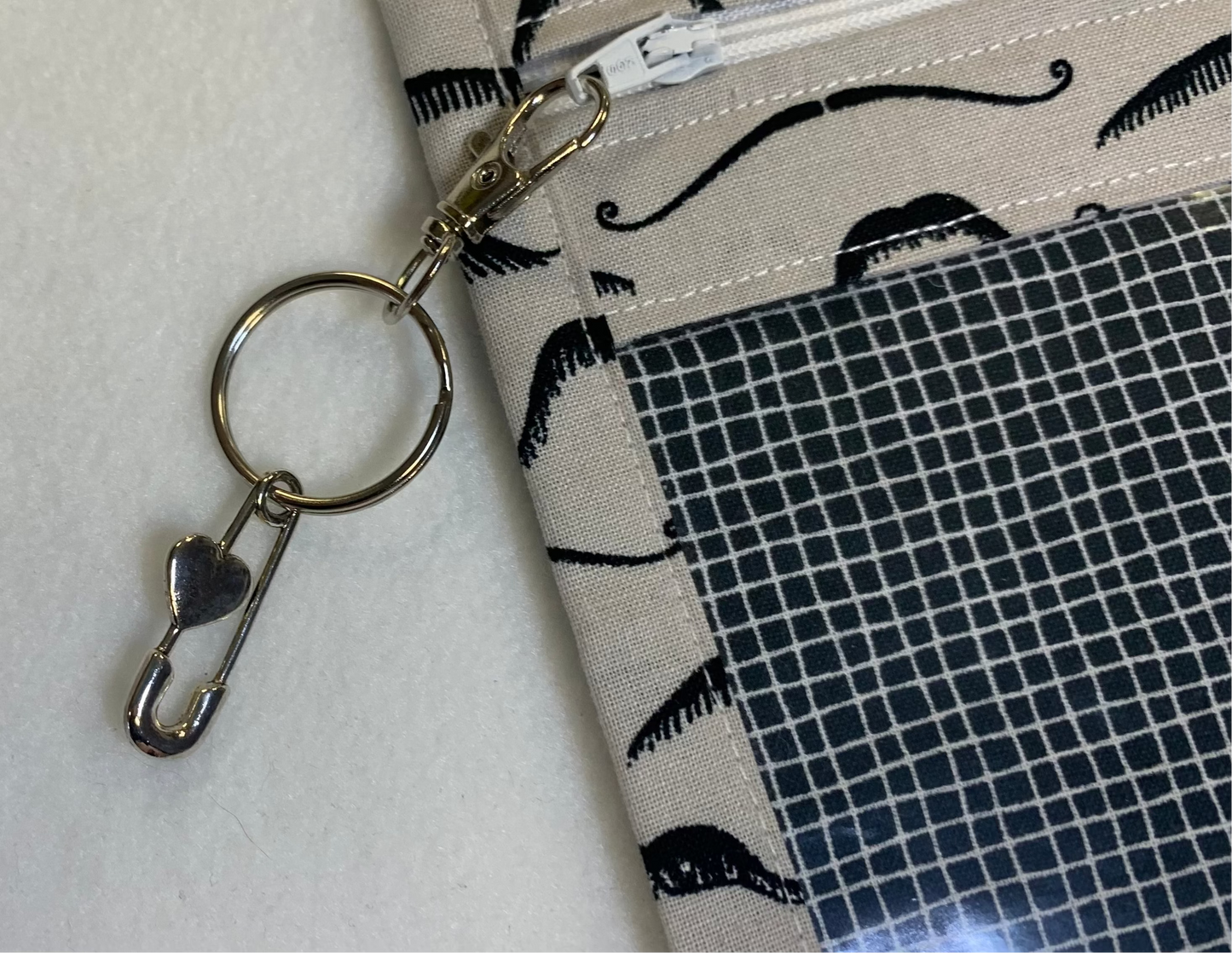 8x10 Vinyl Fronted Project Bag - Moustachioed Grey