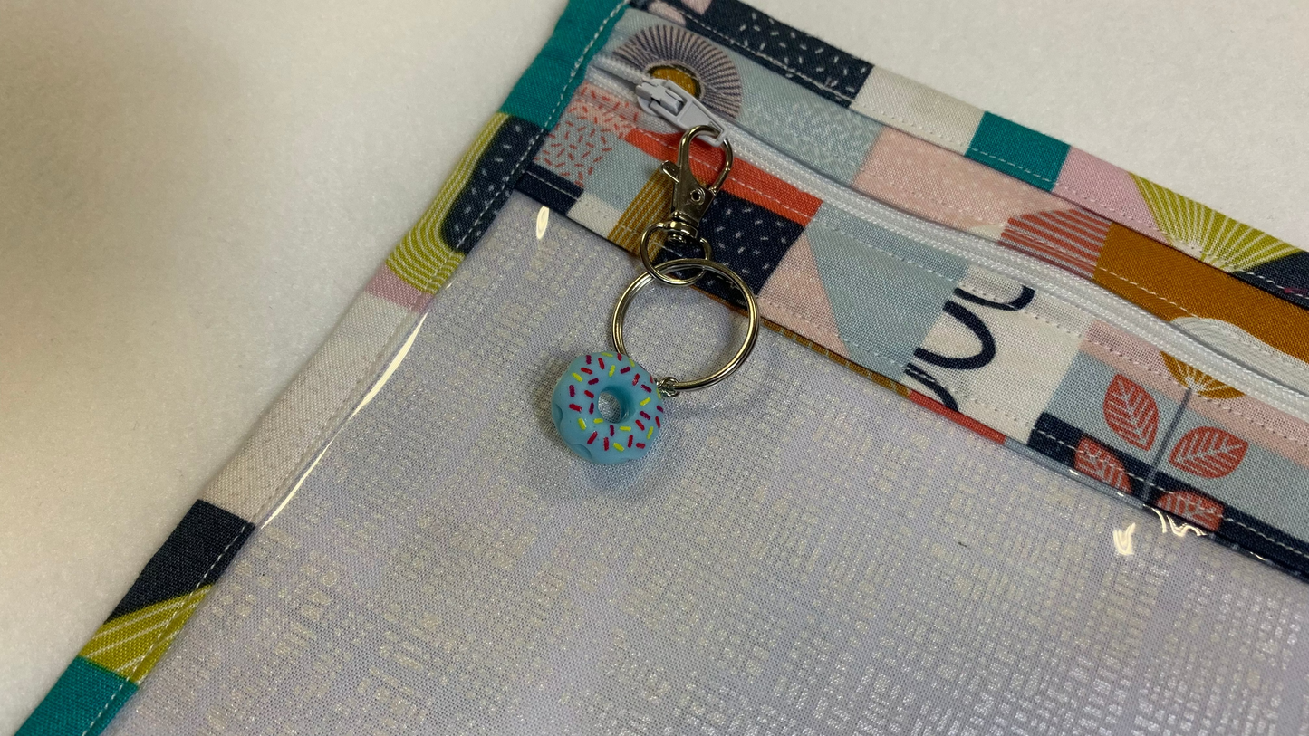 13x10 Vinyl Fronted Project Bag - Turquoise Geometric