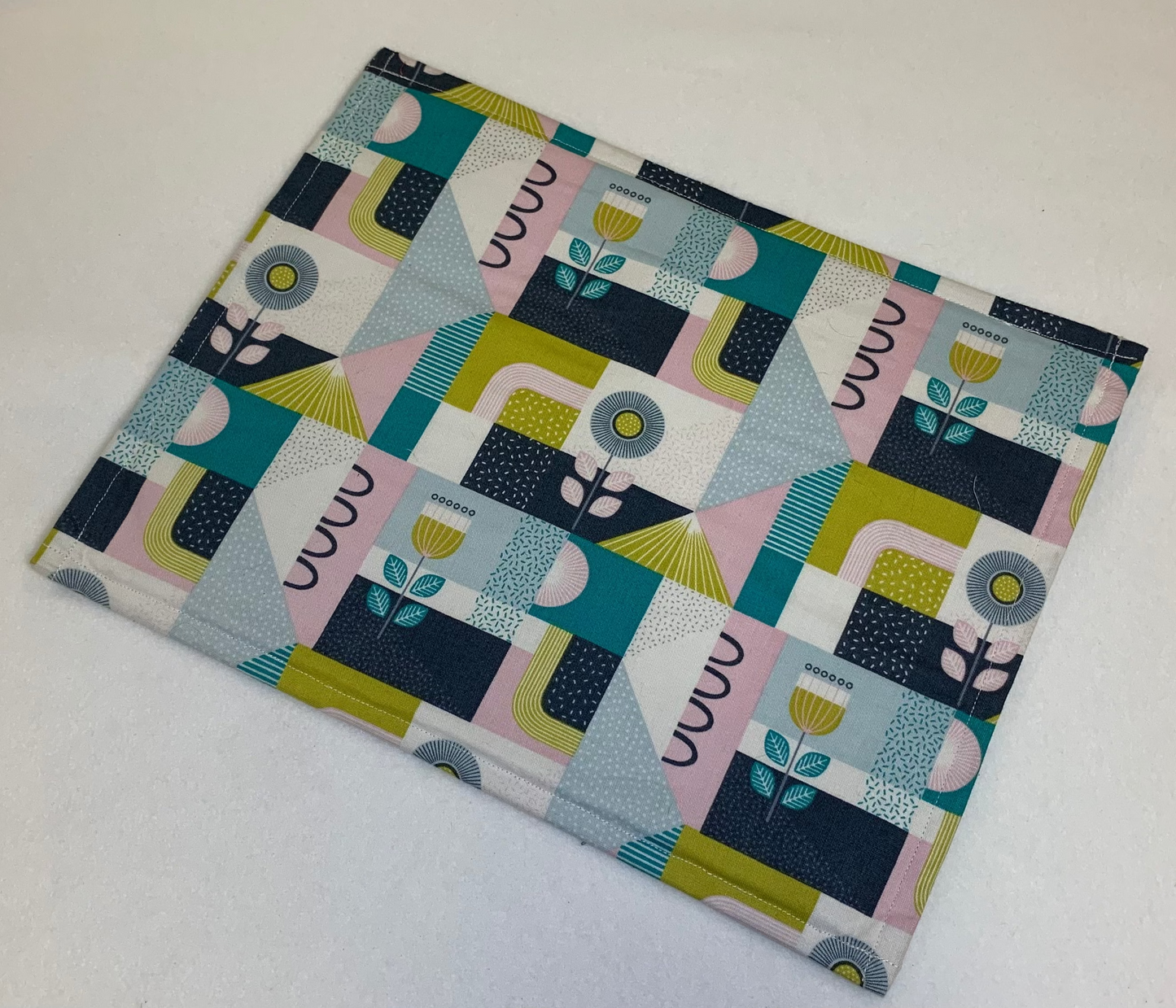 13x10 Vinyl Fronted Project Bag - Turquoise Geometric