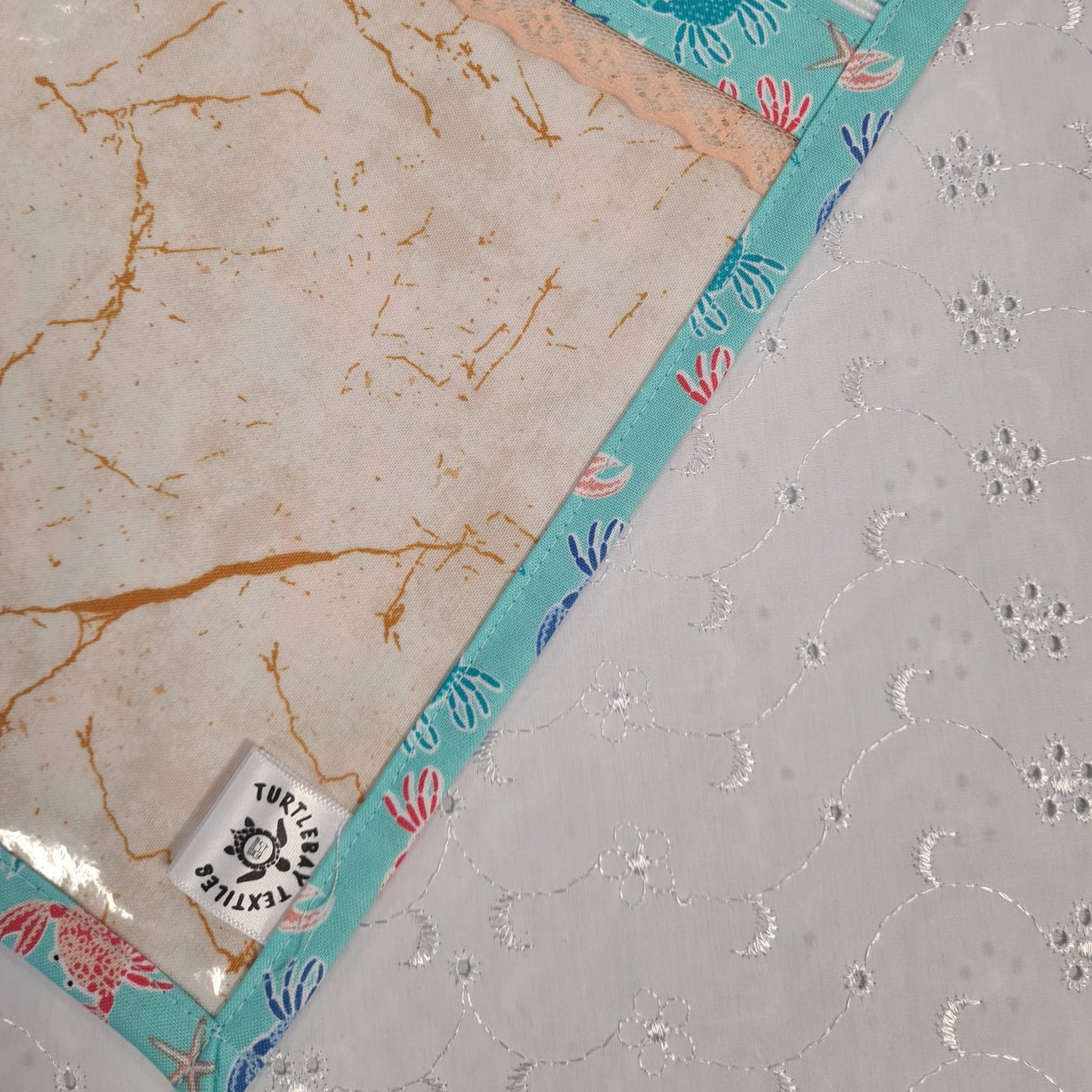 8x10 Vinyl Fronted Project Bag - Under the Sea with Lace Trim