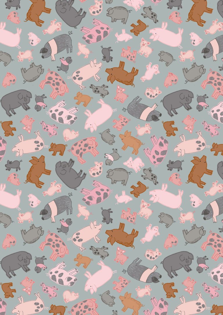 Lewis & Irene - Piggie Tails - Piggies on Grey