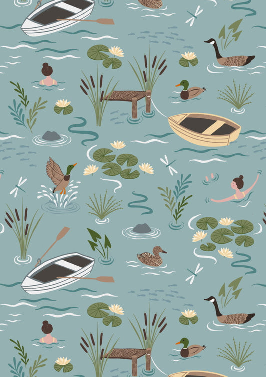 Lewis & Irene - On The Lake - A Dip in the Lake on Duck egg Blue