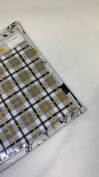8x10 Vinyl Fronted Project Bag - Reindeer on Golden Plaid