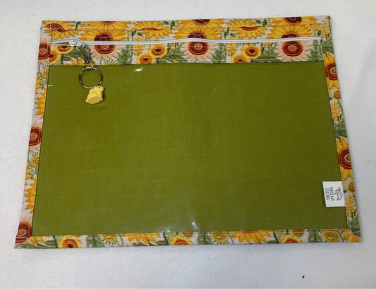 13x10 Vinyl Fronted Project Bag - Faux Embroidery Sunflowers
