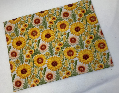 13x10 Vinyl Fronted Project Bag - Faux Embroidery Sunflowers