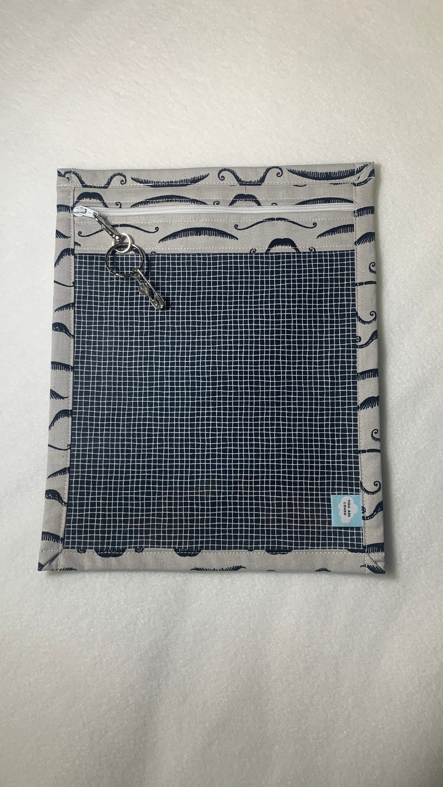 8x10 Vinyl Fronted Project Bag - Moustachioed Grey
