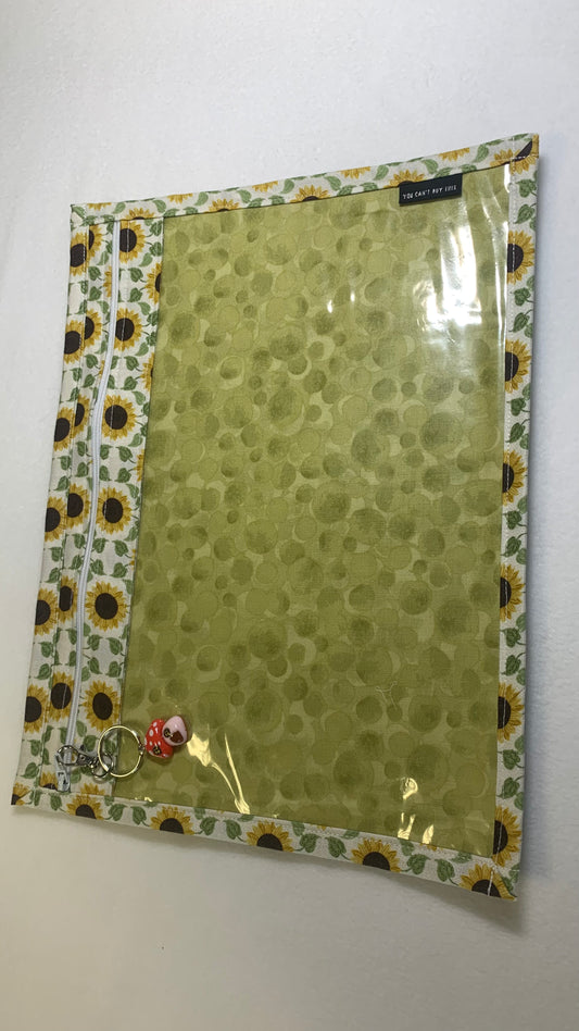13x10 Vinyl Fronted Project Bag - Sunflowers on Green