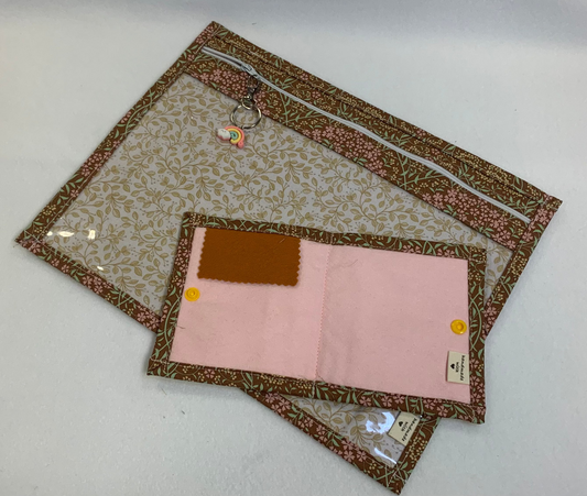 13x10 Vinyl Fronted Project Bag and Needlebook Set - Tilda Sanctuary Floral Dark