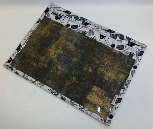 13x10 Vinyl Fronted project Bag - Greyscale Haberdashery