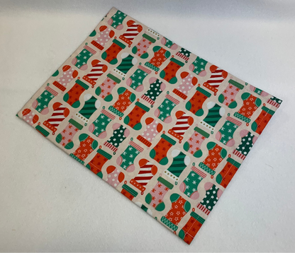 13x10 Vinyl Fronted Project Bag - Joyful Stocking with Snowball Trim