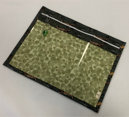 13x10 Vinyl Fronted Project Bag - Dinosaurs on Green