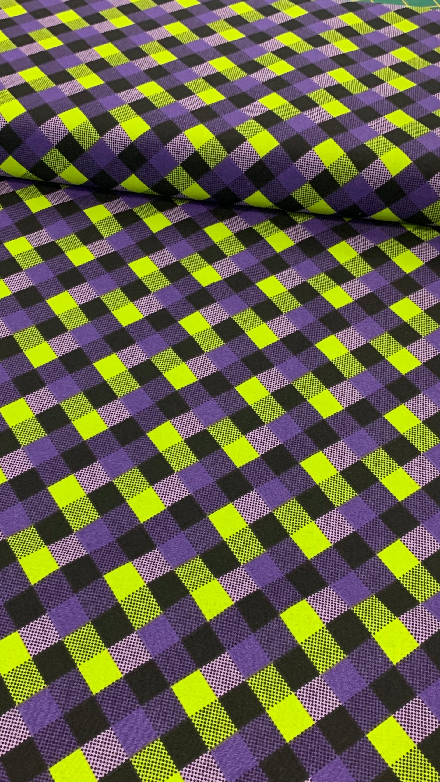 Halloween Checkboard Purple and Green