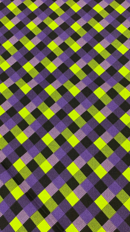 Halloween Checkboard Purple and Green