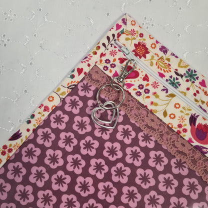 8x10 Vinyl Fronted Project Bag - Lovebirds with Lace Trim