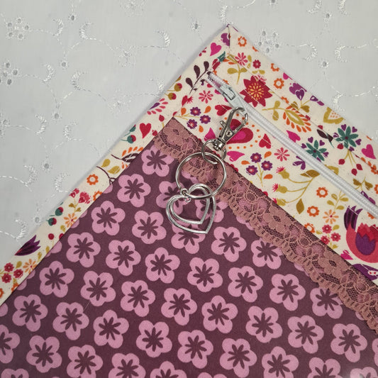 8x10 Vinyl Fronted Project Bag - Lovebirds with Lace Trim