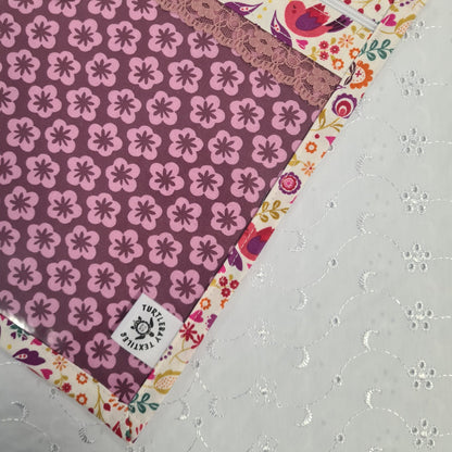 8x10 Vinyl Fronted Project Bag - Lovebirds with Lace Trim