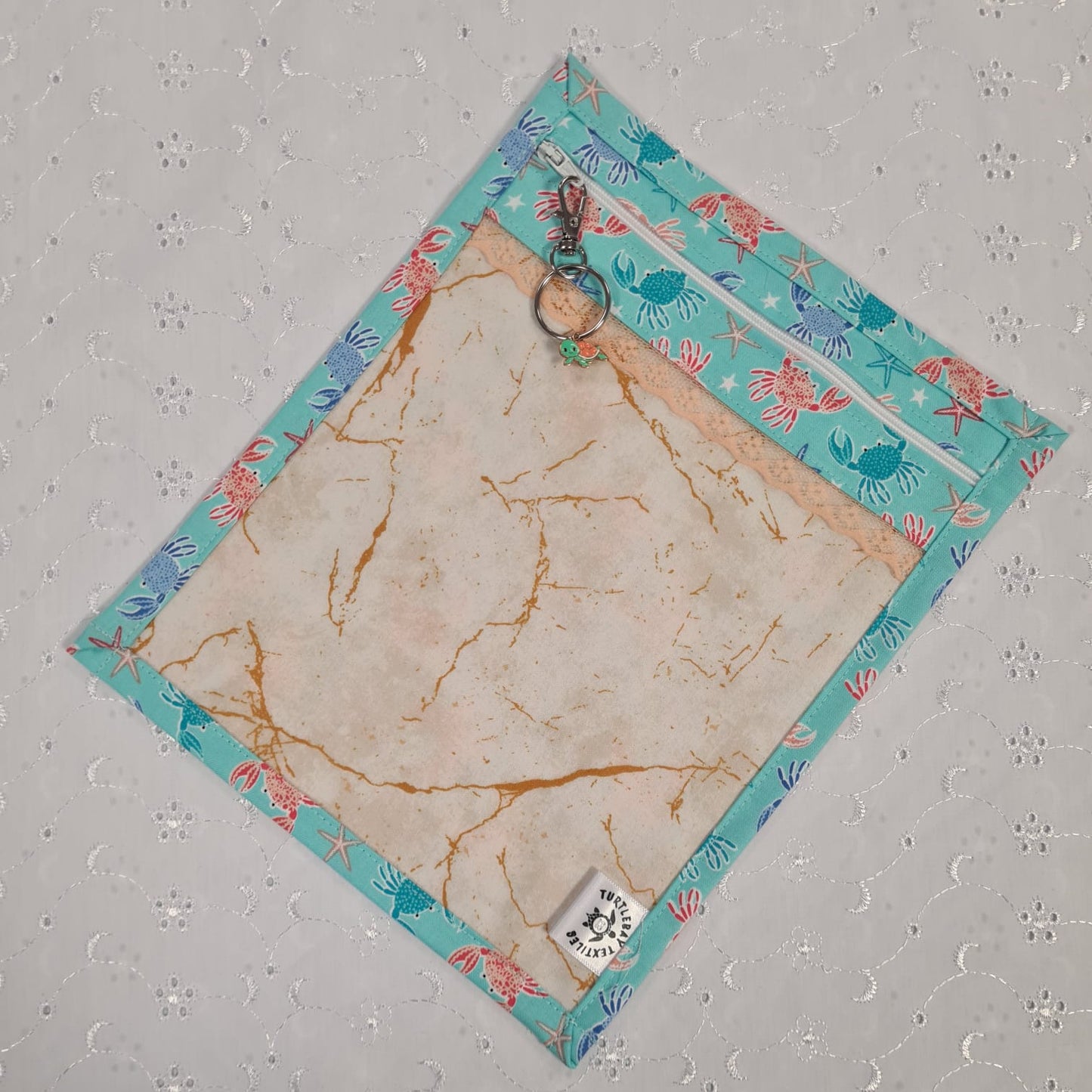 8x10 Vinyl Fronted Project Bag - Under the Sea with Lace Trim