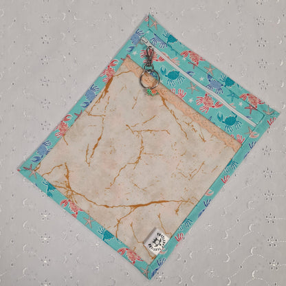 8x10 Vinyl Fronted Project Bag - Under the Sea with Lace Trim