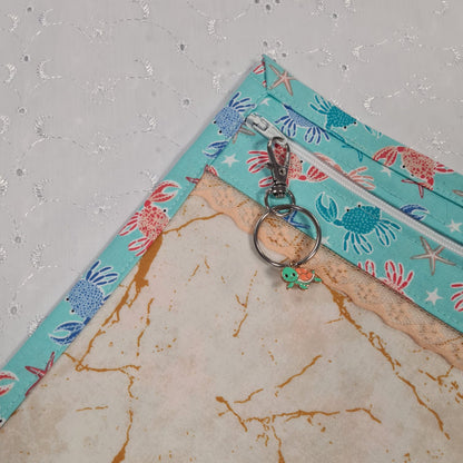 8x10 Vinyl Fronted Project Bag - Under the Sea with Lace Trim