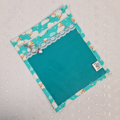 8x10 Vinyl Fronted Project Bag - Baa Baa Project Bag with Lace Trim