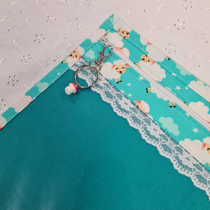 8x10 Vinyl Fronted Project Bag - Baa Baa Project Bag with Lace Trim