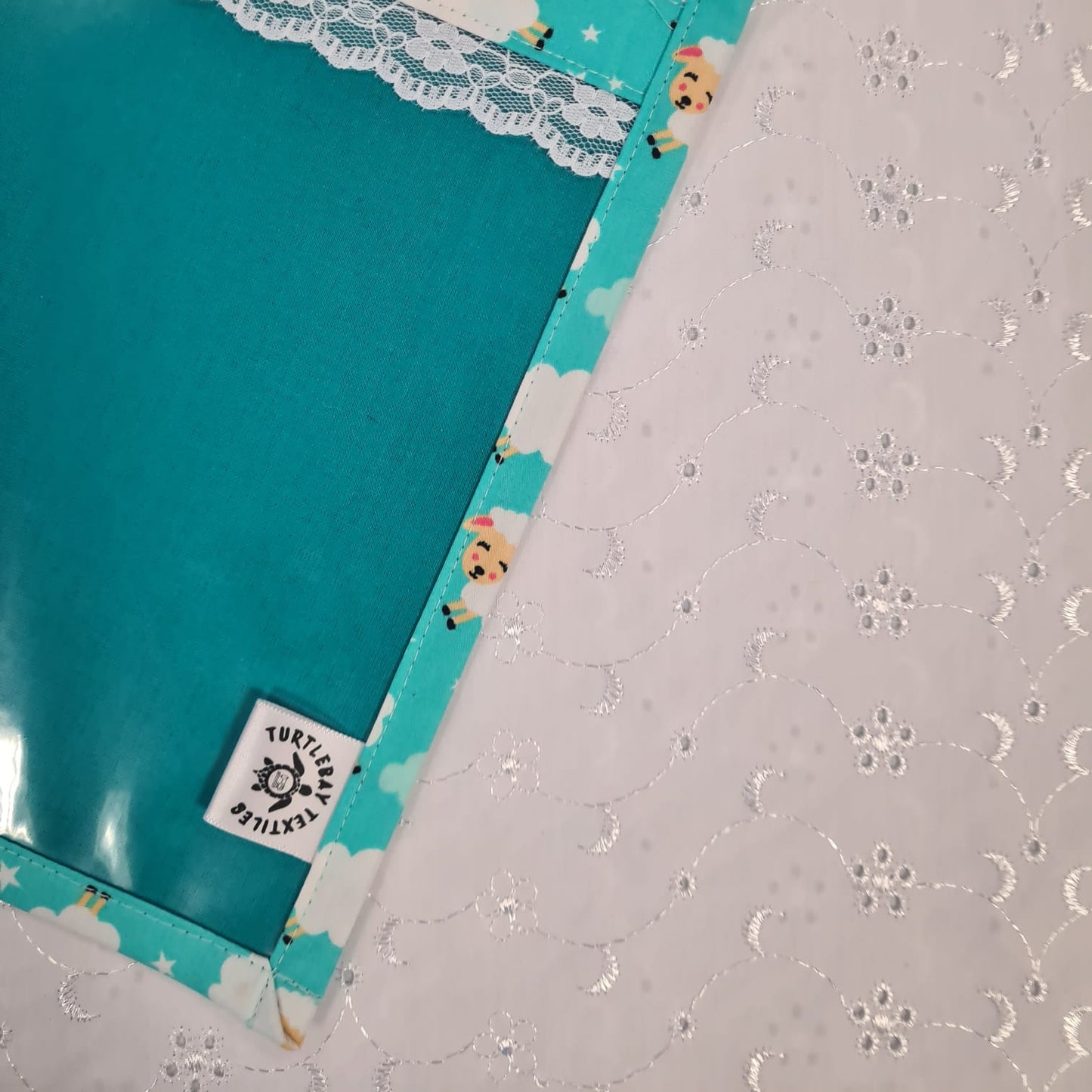 8x10 Vinyl Fronted Project Bag - Baa Baa Project Bag with Lace Trim