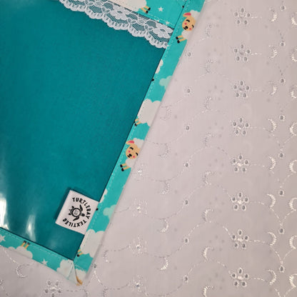 8x10 Vinyl Fronted Project Bag - Baa Baa Project Bag with Lace Trim