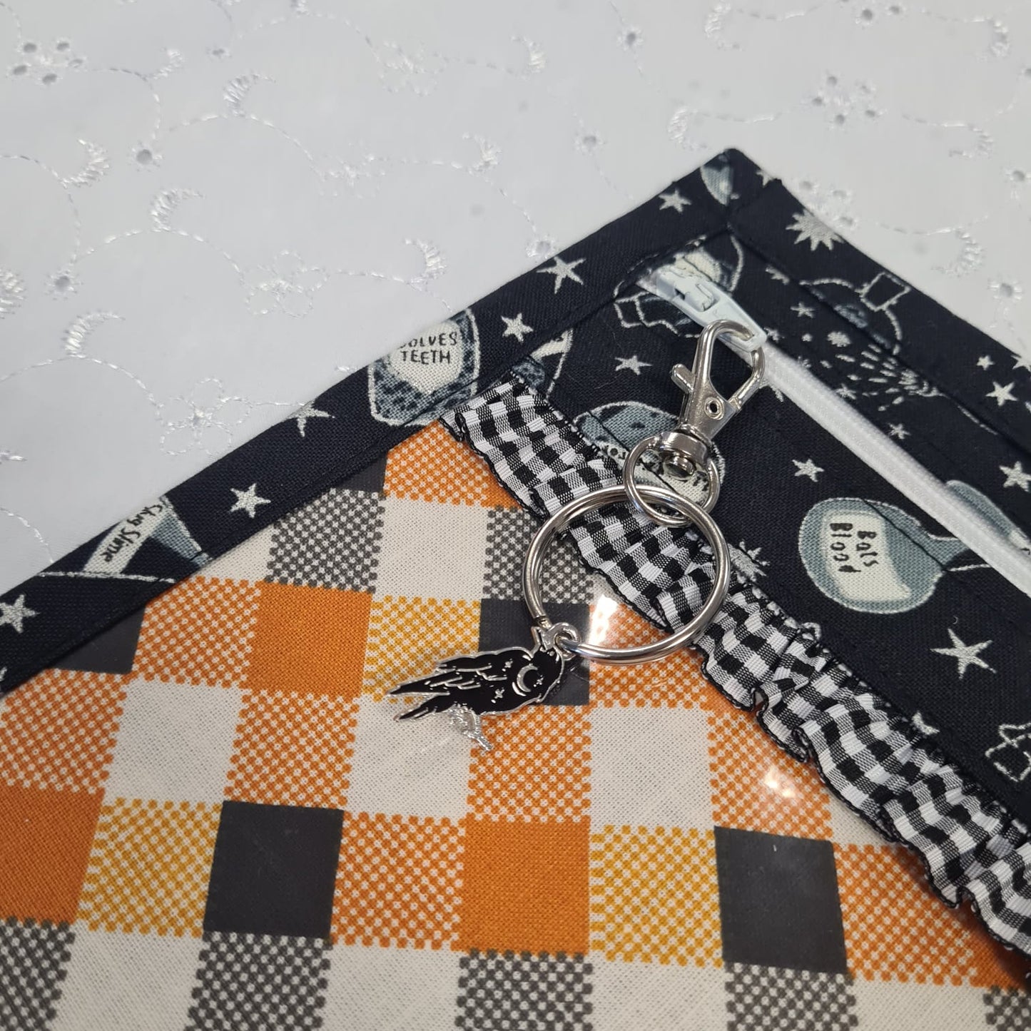 8x10 Vinyl Fronted Project Bag - Spooky Potions with Checker Trim