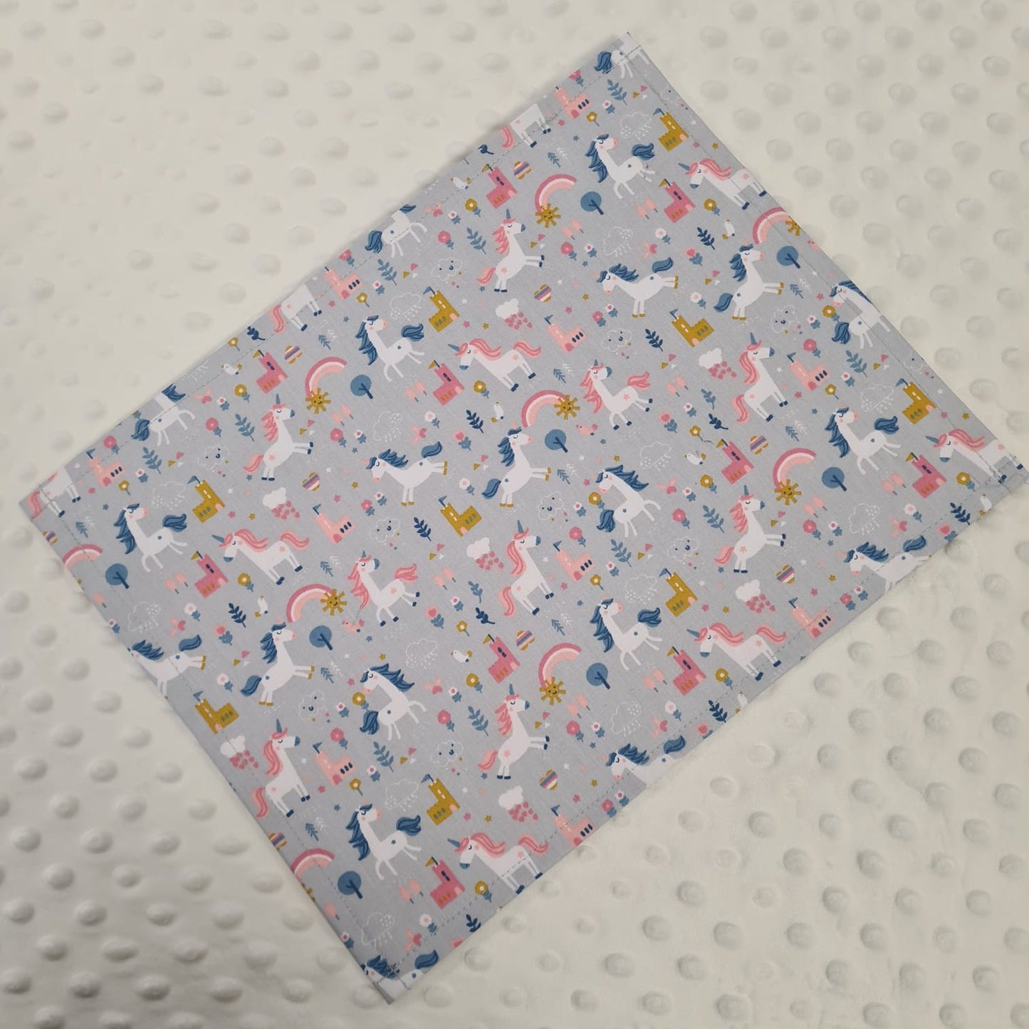 13x10 Vinyl Fronted Project Bag - Unicorns and Rainbows with Lace Trim