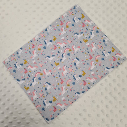 13x10 Vinyl Fronted Project Bag - Unicorns and Rainbows with Lace Trim