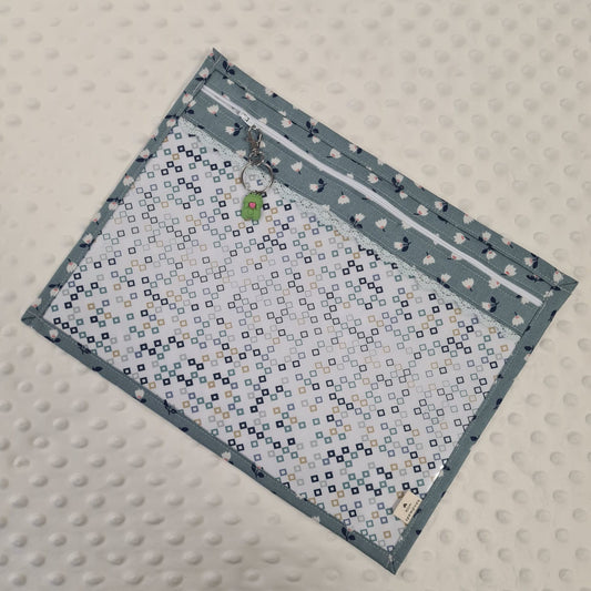 13x10 Vinyl Fronted Project Bag - Petite Folk Floral with Lace Trim