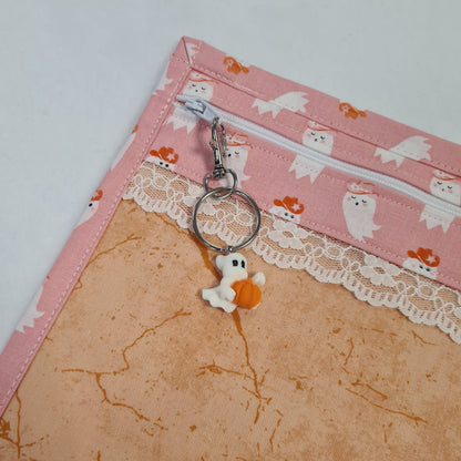 8x10 Vinyl Fronted Project Bag - Cowboy Ghosts with Lace Trim