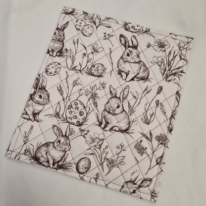 12x14 Vinyl Fronted Quilted Project Bag - Easter Bunnies with Lace Trim