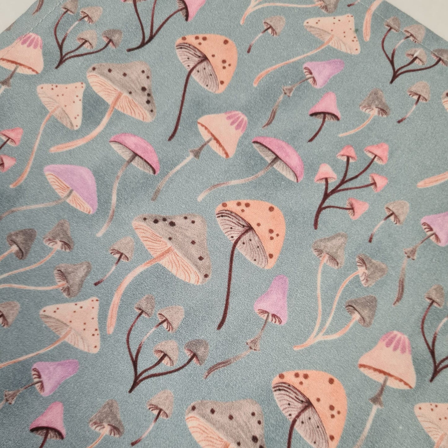 13x10 Vinyl Fronted Project Bag - Whimsical Mushrooms with Pink Lace Trim