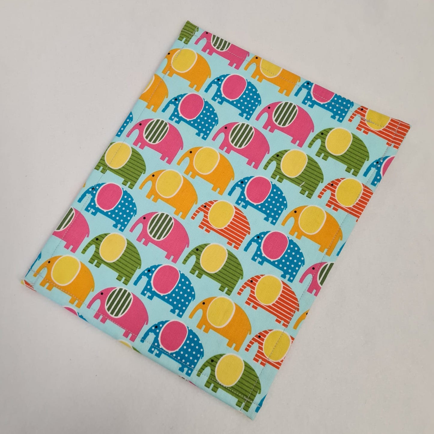 8x10 Vinyl Fronted Project Bag - Rainbow Elephants with Lace Trim