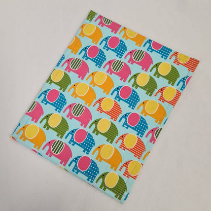 8x10 Vinyl Fronted Project Bag - Rainbow Elephants with Lace Trim