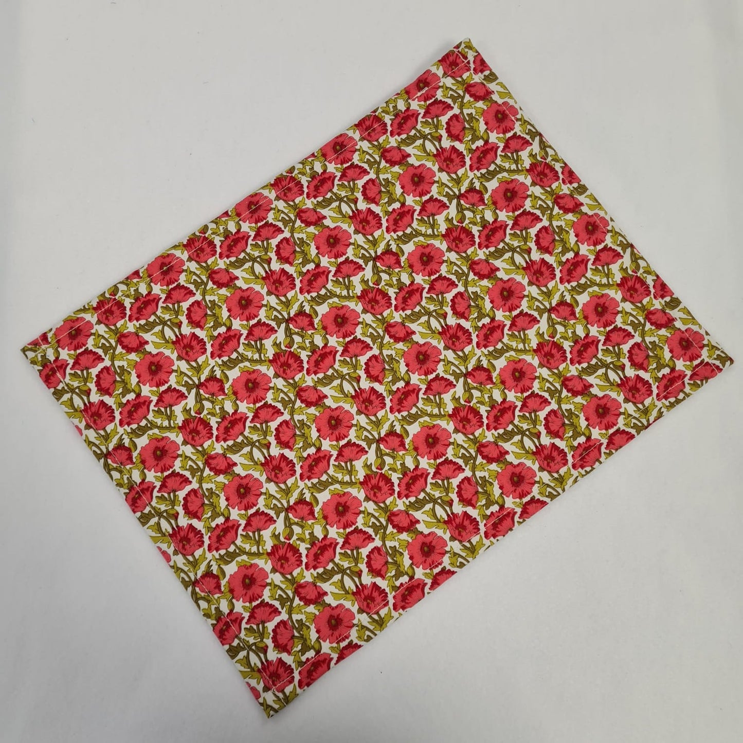 13x10 Vinyl Fronted Project Bag - Pink Floral with Bobble Trim