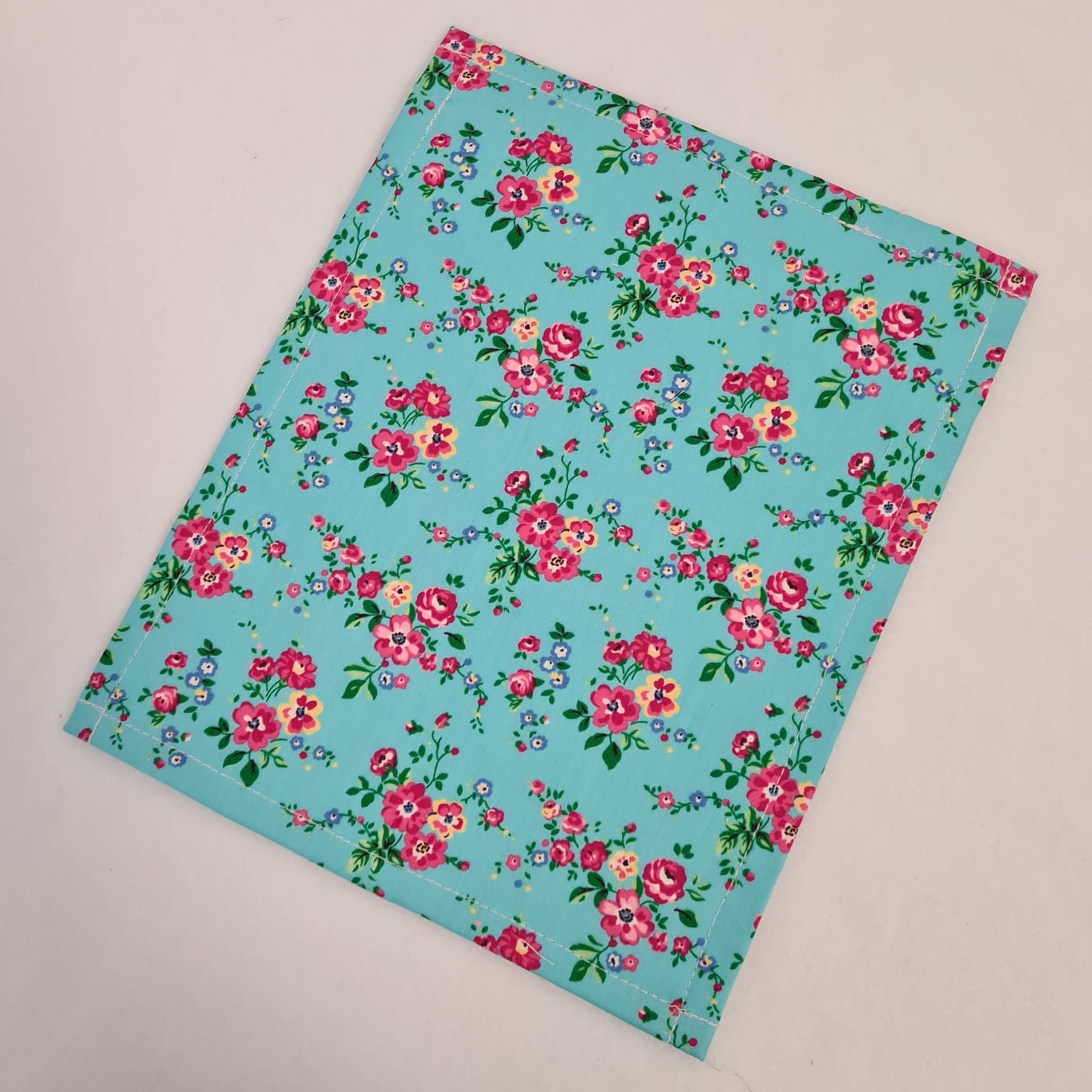 8x10 Vinyl Fronted Project Bag - Blue Spring Floral with Lace Trim