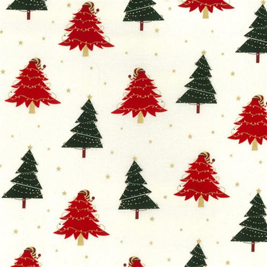 Rose & Hubble - Red & Green Christmas Trees on Cream